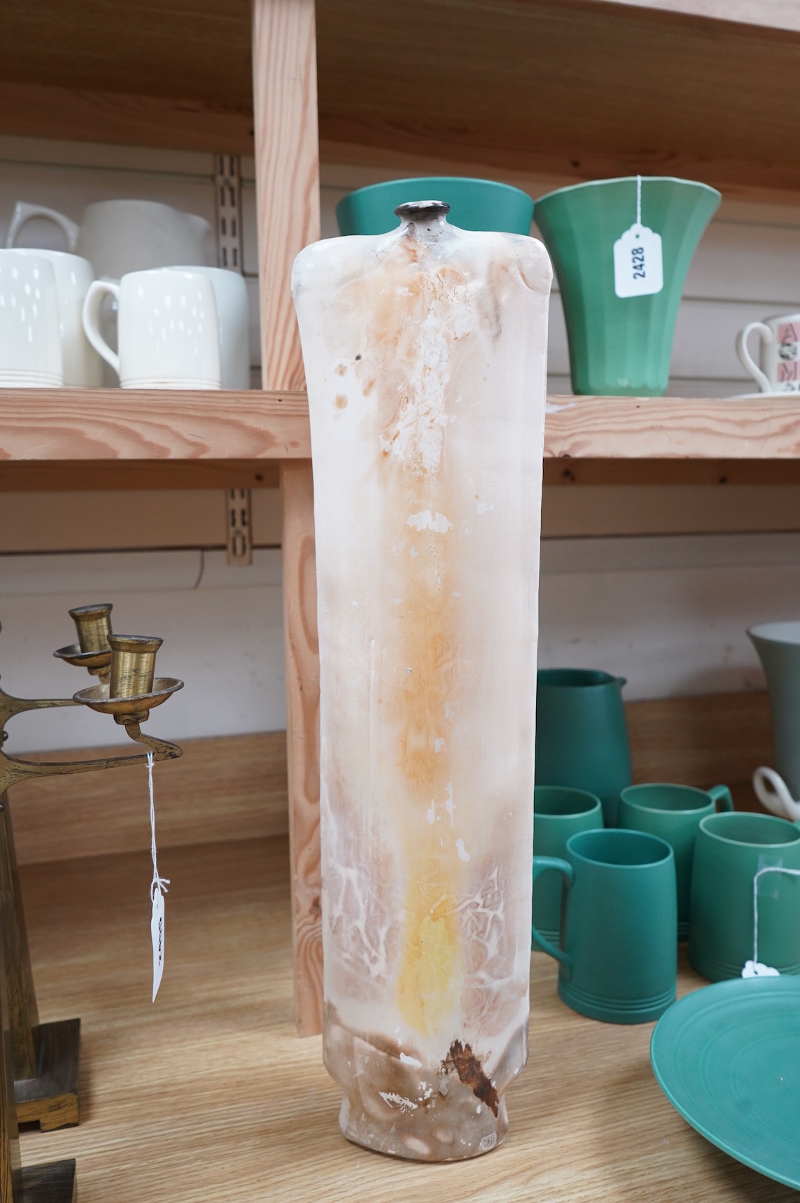 John Bedding (contemporary), a tall studio pottery vase, impressed stamp to the top of the foot rim, 57cm high